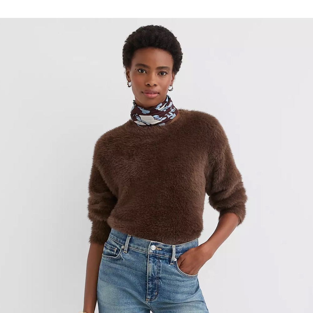 LOFT Fuzzy Brown Pullover Sweater